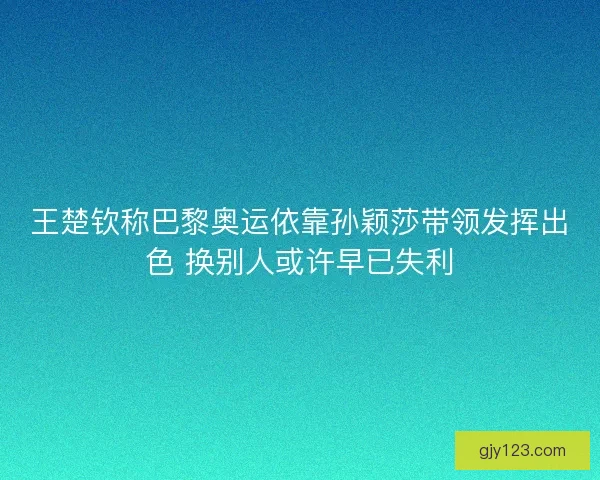 王楚钦称巴黎奥运依靠孙颖莎带领发挥出色 换别人或许早已失利