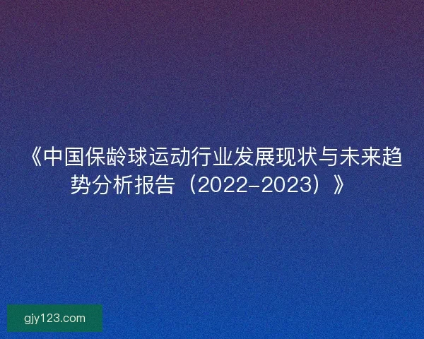 《中国保龄球运动行业发展现状与未来趋势分析报告（2022-2023）》